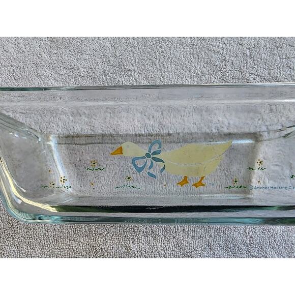 VTG 1987 Blue Ribbon Goose Anchor Hocking Loaf Dish Baking 1.5 Quart Retro - Picture 5 of 13